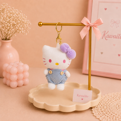 Kawaii Kitty Cat Corduroy Plush Keychain & Bagcharm