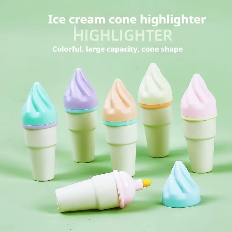 Ice Cream Cone Highlighter Set – Pastel Kawaii Markers