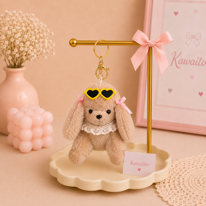 Kawaii Sunglass Cute Puppy Plush Keychain & Bag Charm