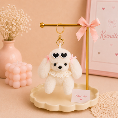 Kawaii Sunglass Cute Puppy Plush Keychain & Bag Charm