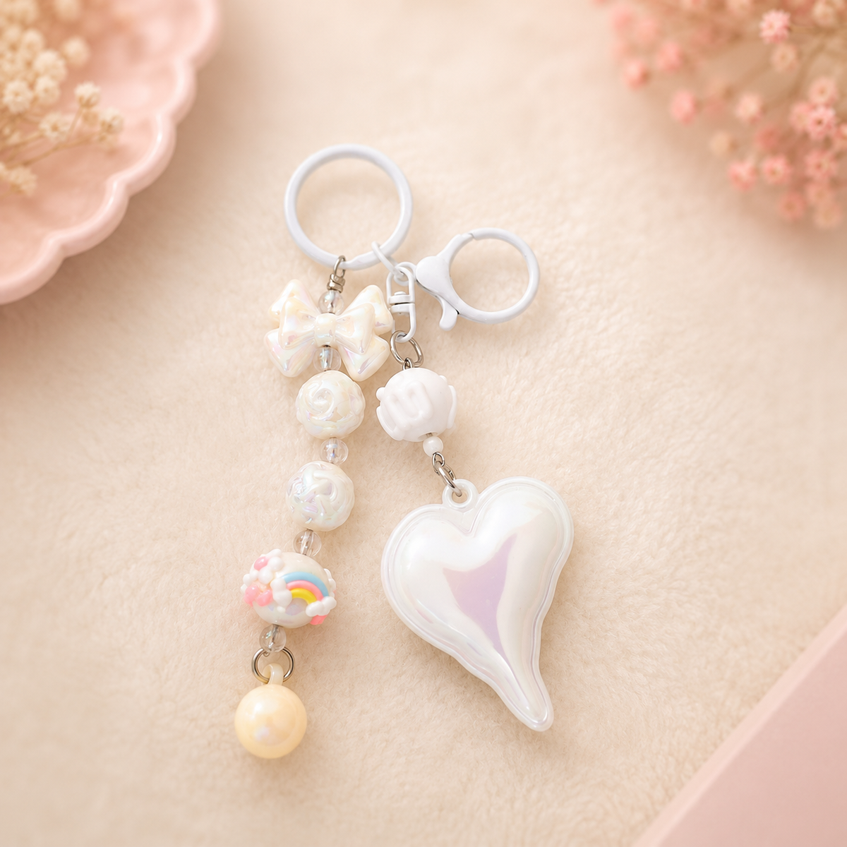 Kawaii Heart Keychain & Bag Charm