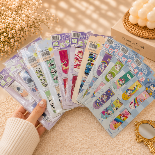 Kawaii Character Magnetic Bookmarks Set of 6