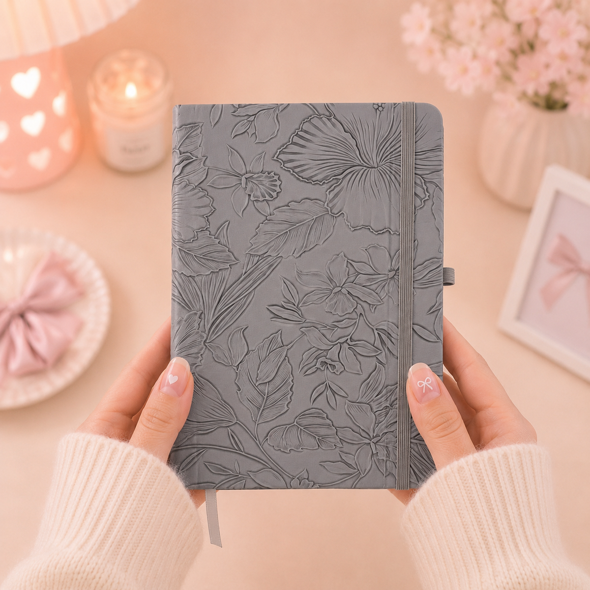 Floral Embossed A5 Notebook | 80 Sheets | Eco-Friendly Lined Journal