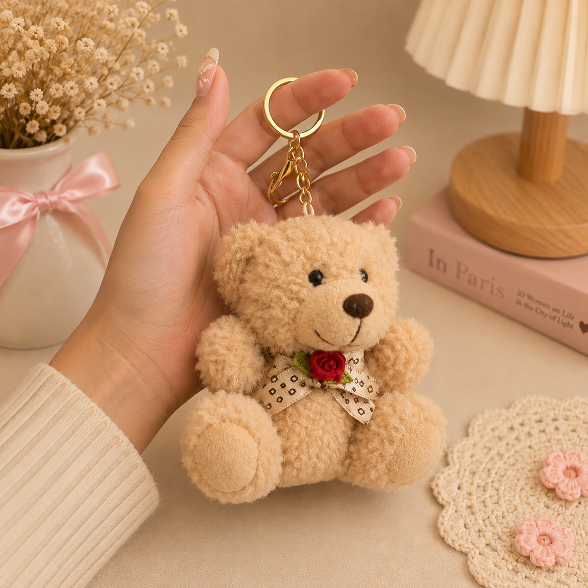 Teddy Bear Plushie Bag Charm | Kawaii Bear Keychain in Multiple Styles