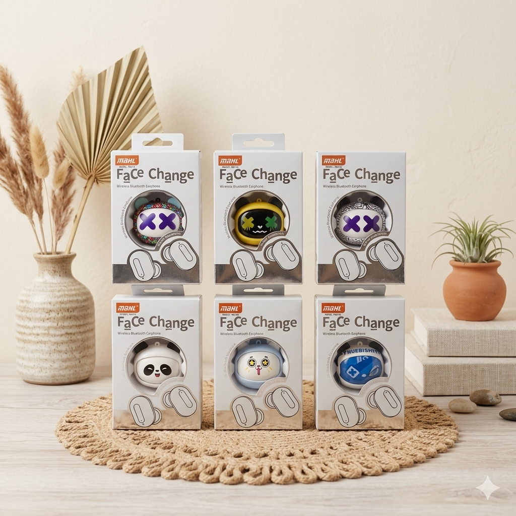 Face Changer Kawaii TWS Bluetooth Earbuds with case