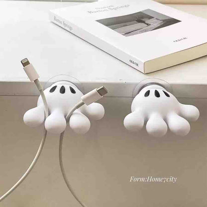 Cartoon Hand Suction Cup Holder – Kawaii Toothbrush, Cable & Hook Organiser ( Pack of 2 )