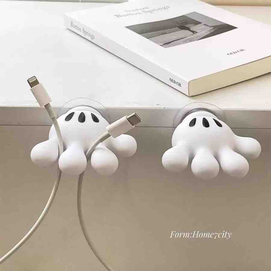 Cartoon Hand Suction Cup Holder – Kawaii Toothbrush, Cable & Hook Organiser ( Pack of 2 )
