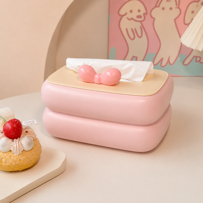 Kawaii Bow Tissue Box Cover – Cute Desk & Vanity Decor