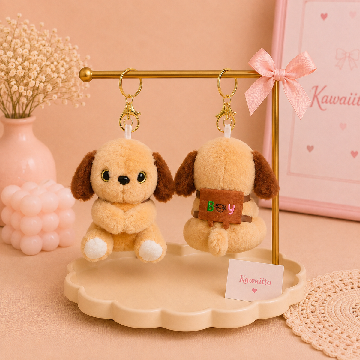 Kawaii Puppy Plush Keychain & Bag Charm