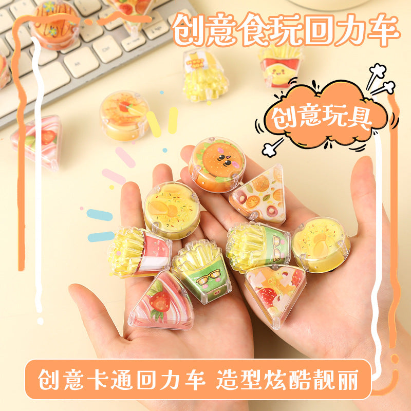 Kawaii Fast Food Pull Back Mini Car | Cute Miniature Toy Car Collectible( Random Design )