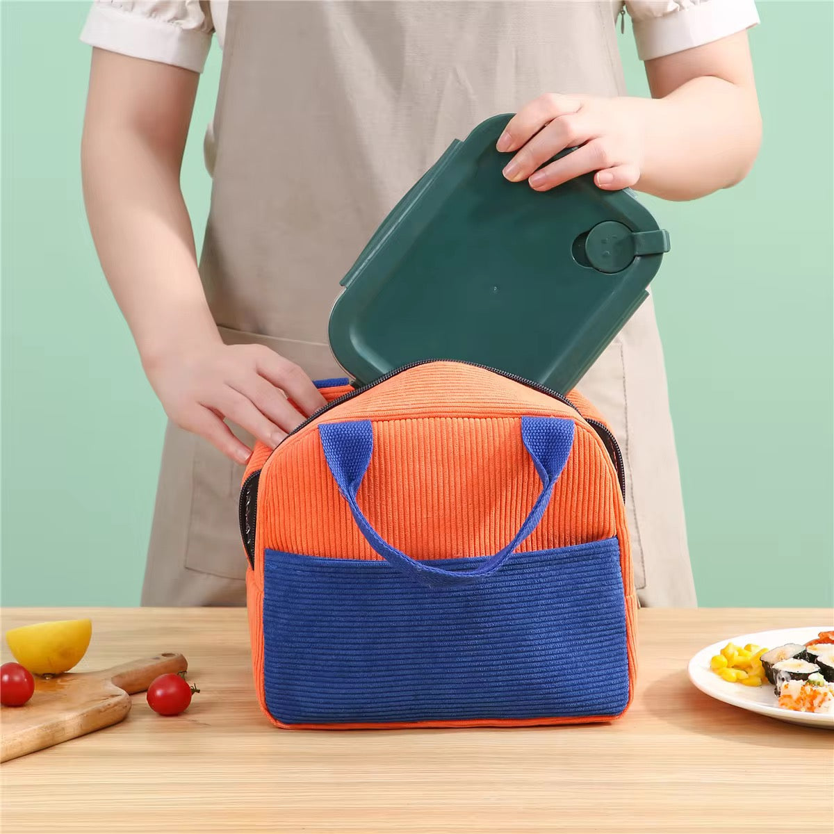 Corduroy Insulated Lunch Bag Small