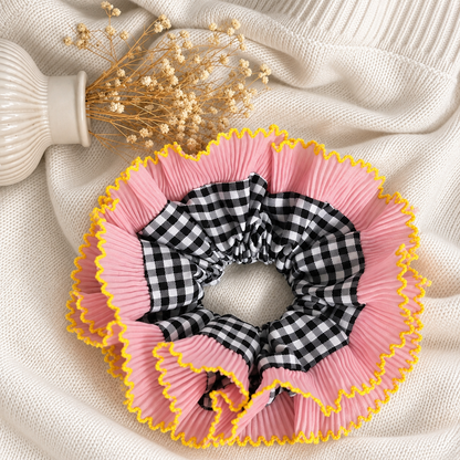 Ruffle Scrunchie – Pink & Gingham