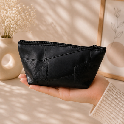 Multipurpose Pouch PU Leather & Clear Cosmetic Bag Set ( Set of 2)