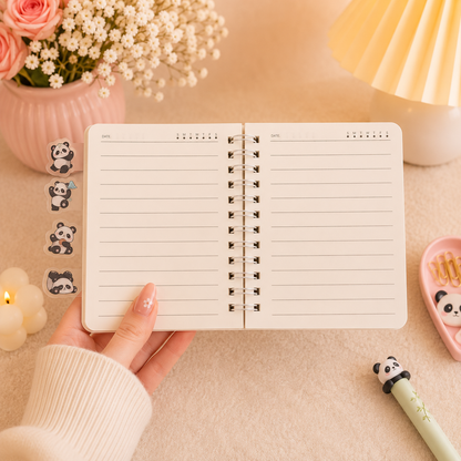 Little Panda Pocket Notebook with Bookmark|Planner