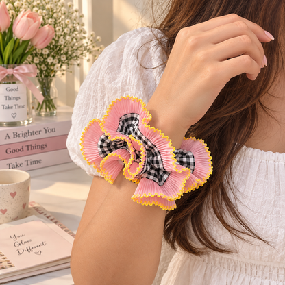 Ruffle Scrunchie – Pink & Gingham