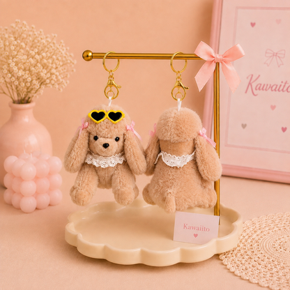 Kawaii Sunglass Cute Puppy Plush Keychain & Bag Charm