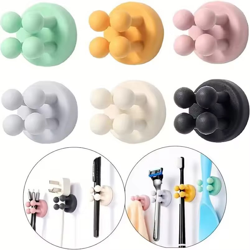 Silicone Bubble Wall Hook – Kawaii No-Drill Organiser for Bathroom, Desk & Vanity( Pack of 2 - Random Colors)