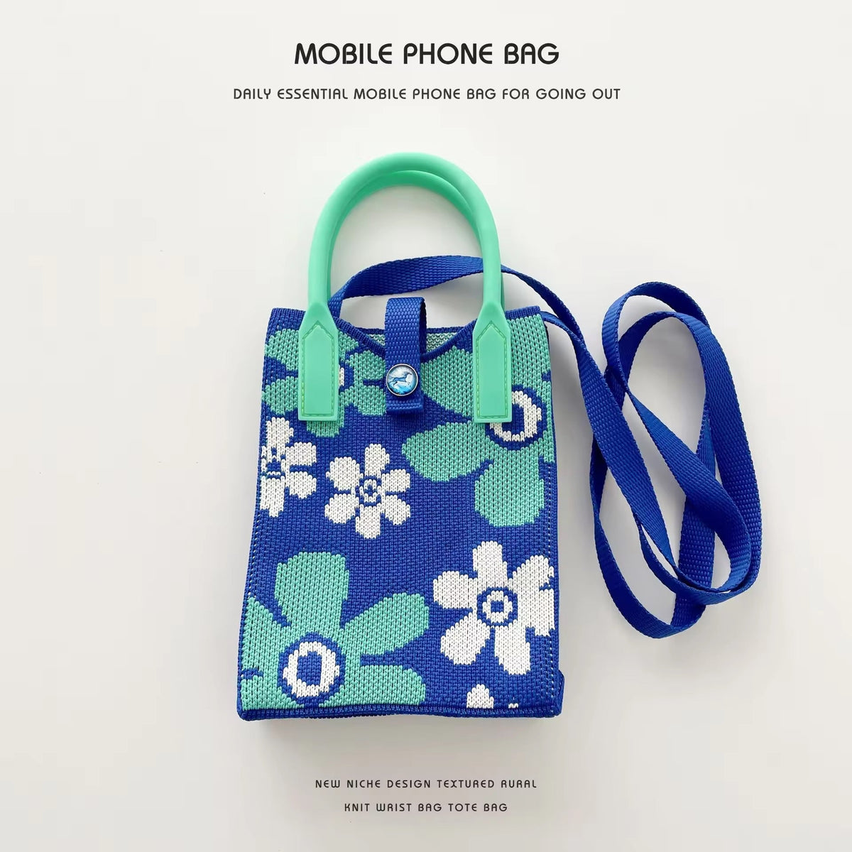 Kawaii Knit Mobile Phone Sling Bag — Crossbody & Tote Mini Bag