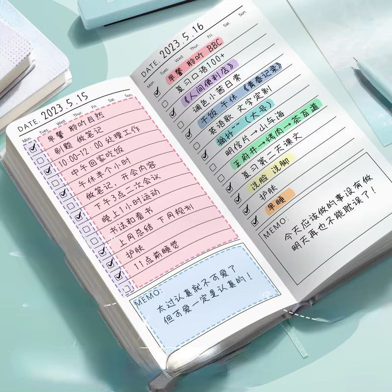Rose Daily Planner Notebook | Kawaii Tracker Diary