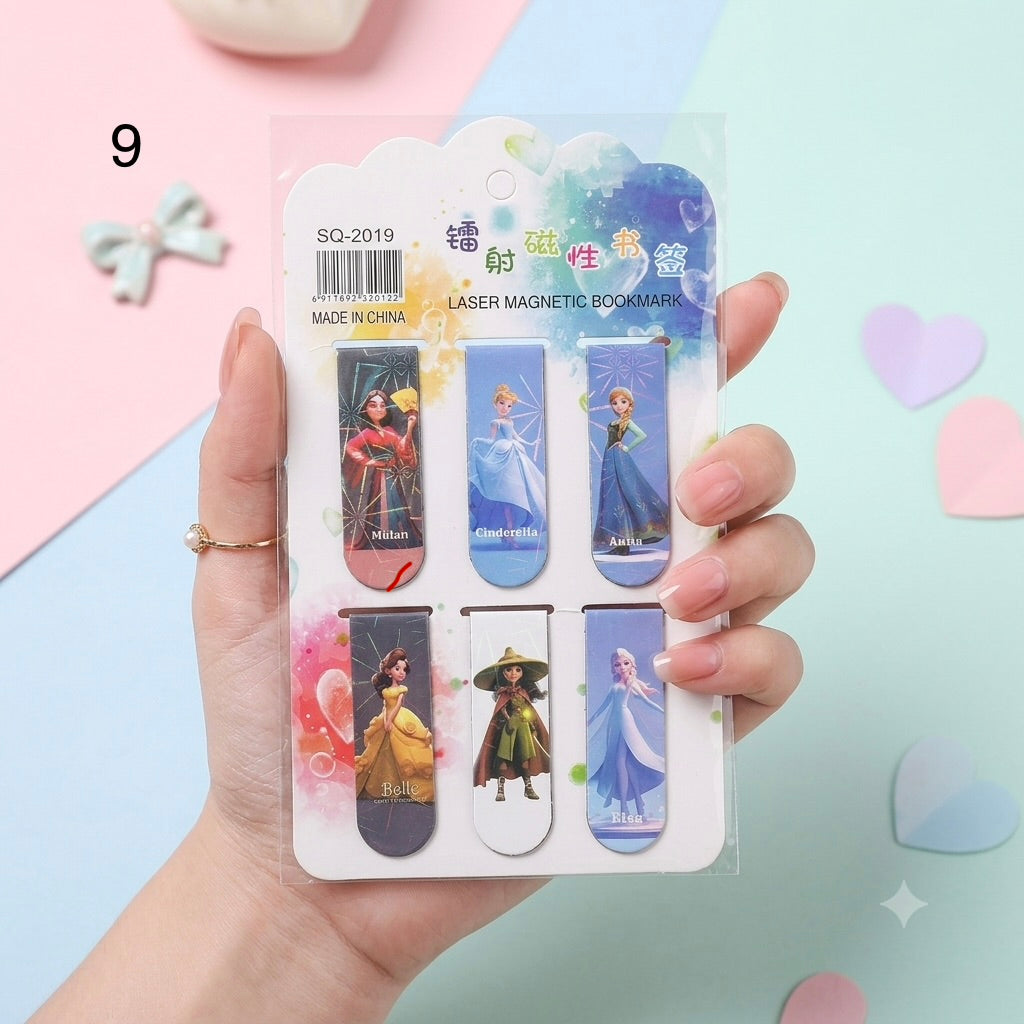 Disney Princess Laser Magnetic Bookmarks Set | Kawaii Stationery
