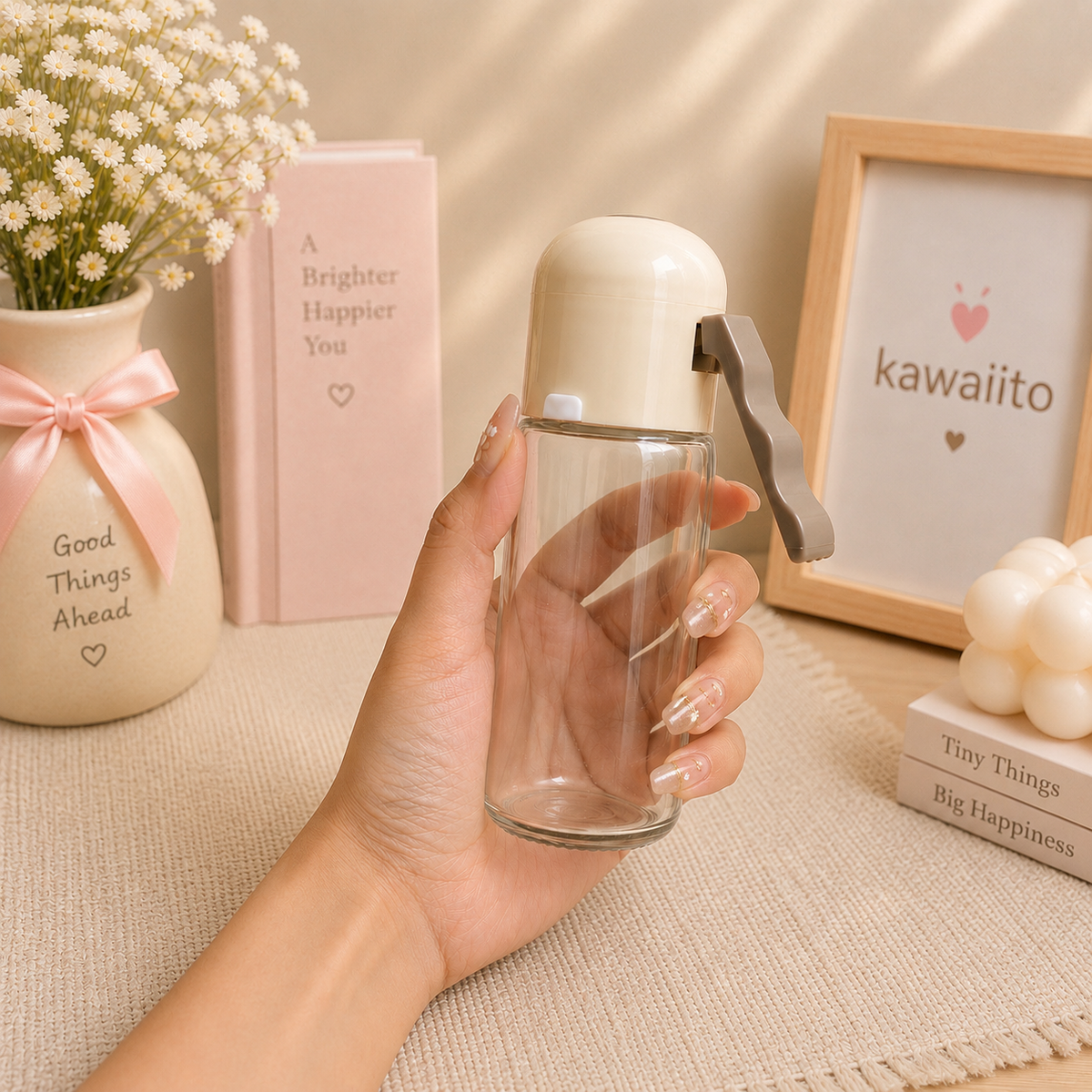 Kawaii Salt Dispenser – Aesthetic Glass Spice Shaker (220ml)