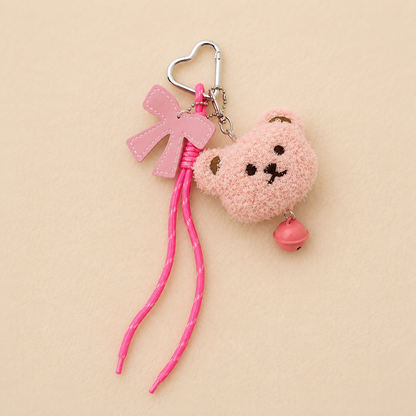 Kawaii Plush Bear Keychain & Bag Charm with Bell