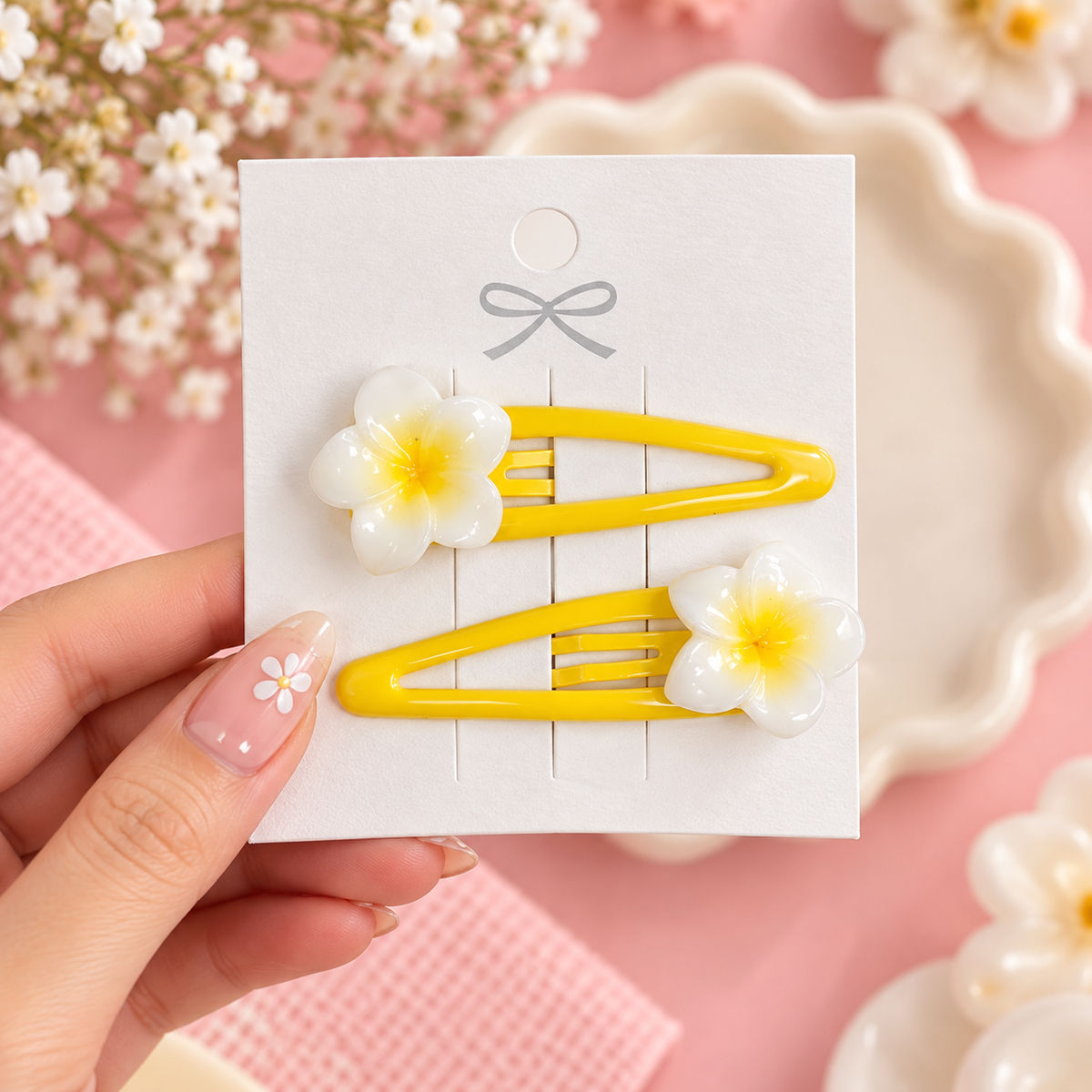 Flower Snap Hair Clips – Cherry Blossom, Sunflower & Plumeria