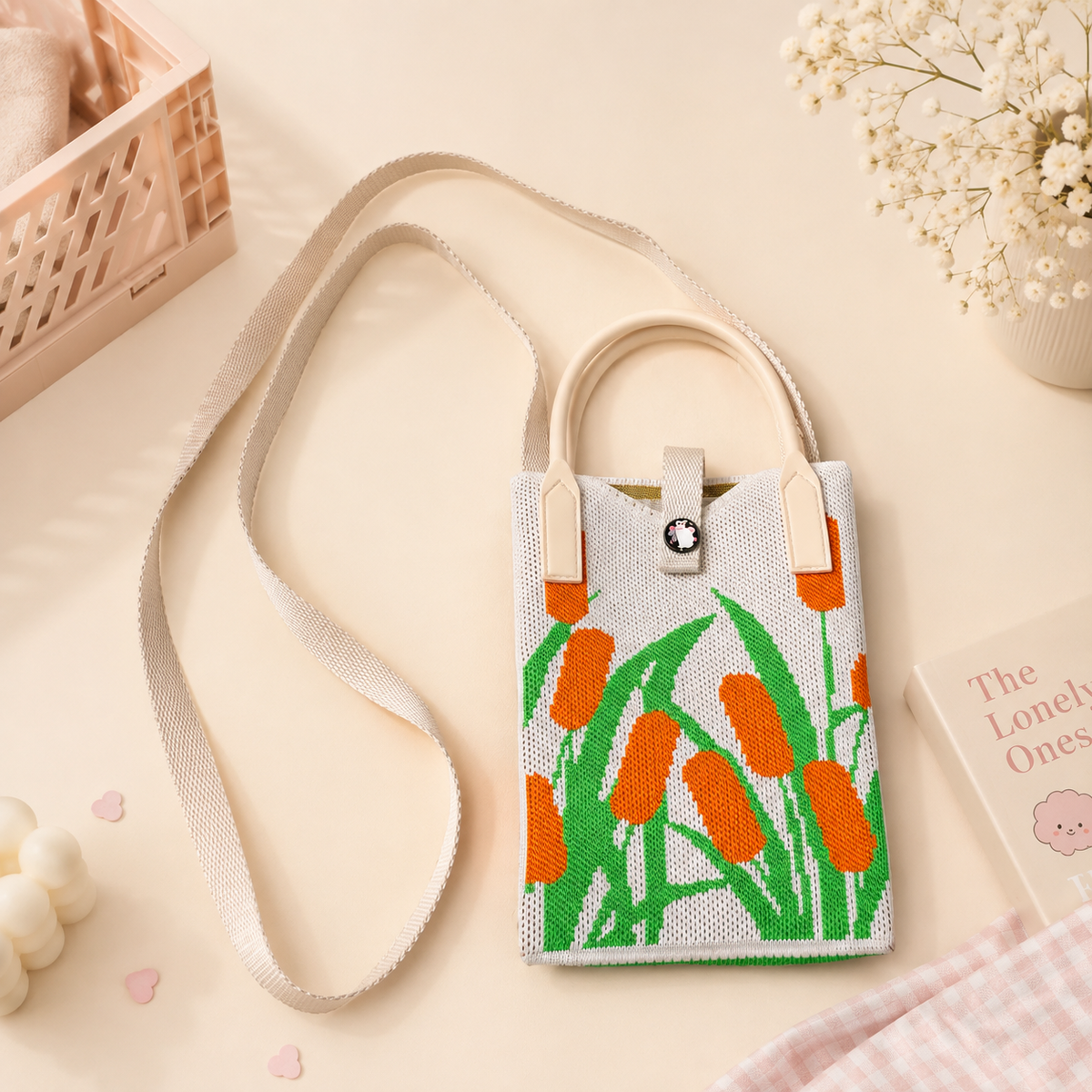 Kawaii Knit Mobile Phone Sling Bag — Crossbody & Tote Mini Bag