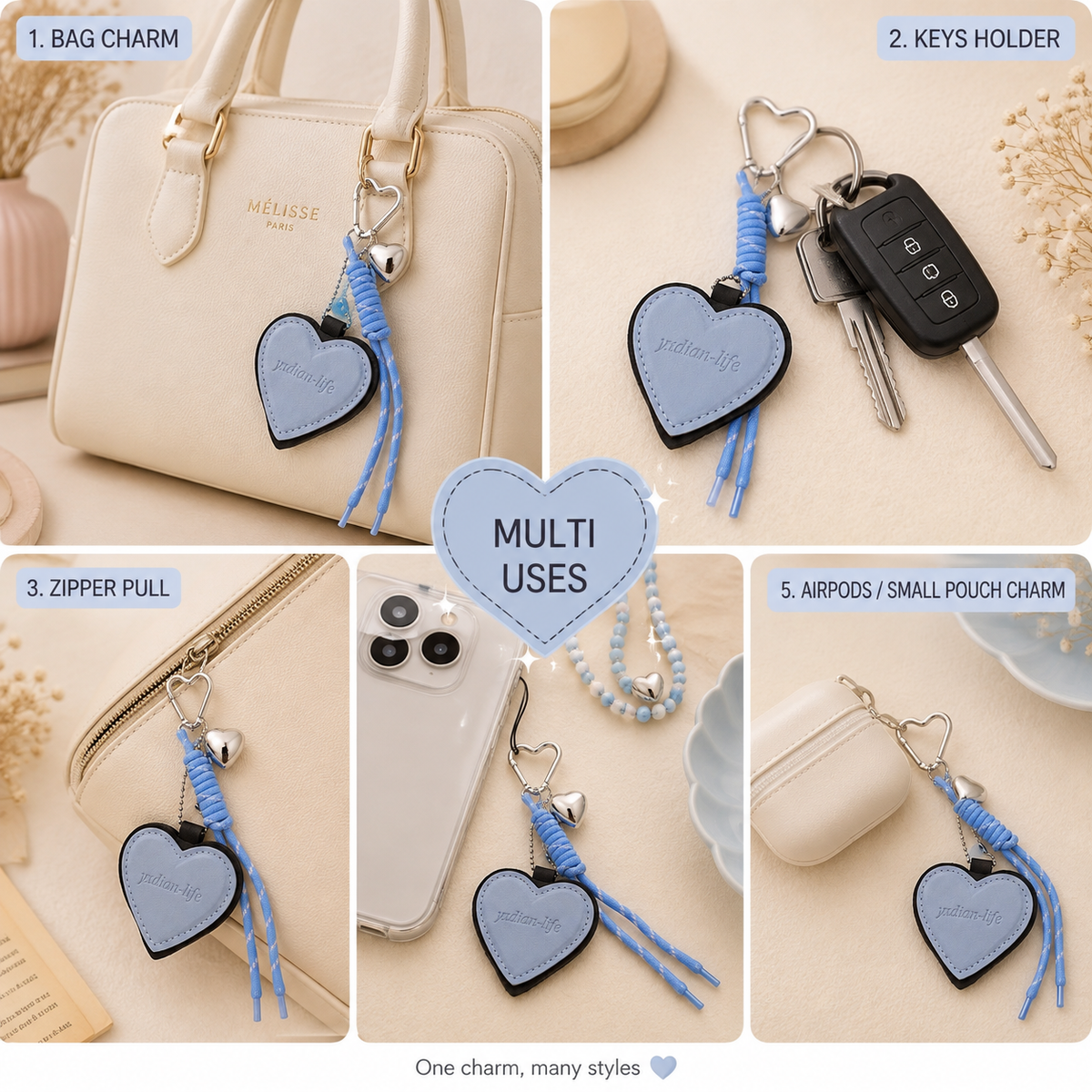 Heart Bag Charm & Keychain