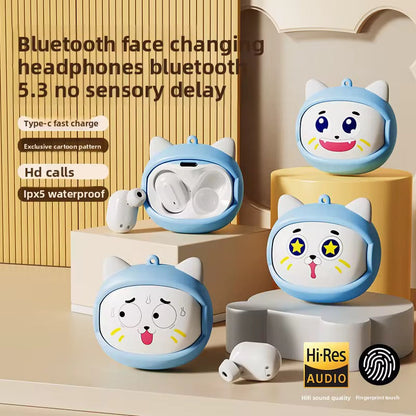 Face Changer Kawaii TWS Bluetooth Earbuds with case