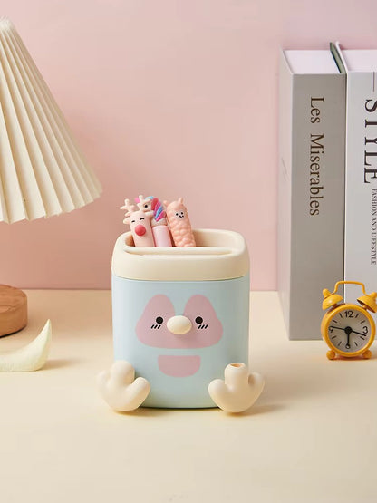 Kawaii Penguin Desk Organiser with Built-in Pencil Sharpener | 2 Colours