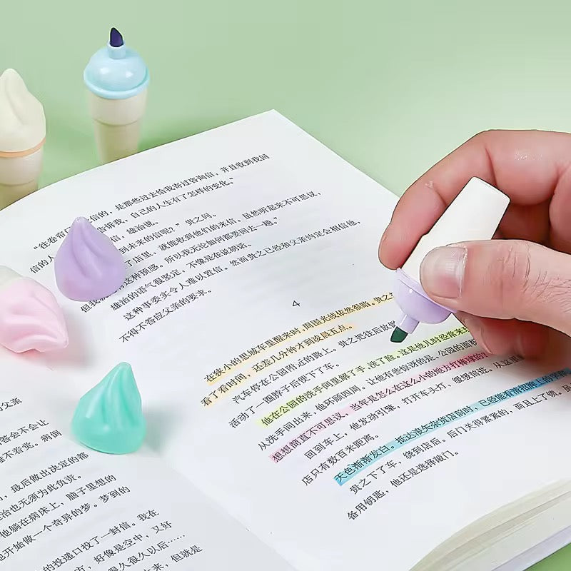 Ice Cream Cone Highlighter Set – Pastel Kawaii Markers