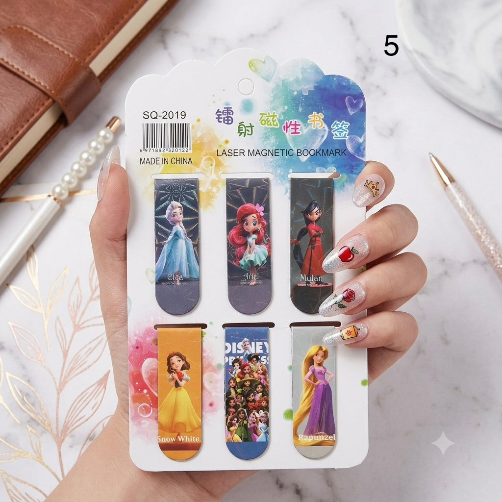 Disney Princess Laser Magnetic Bookmarks Set | Kawaii Stationery