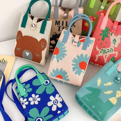 Kawaii Knit Mobile Phone Sling Bag — Crossbody & Tote Mini Bag