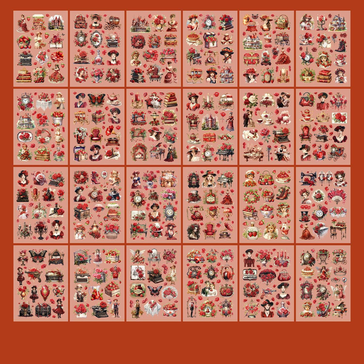 Vintage Victorian Floral Sticker Book Set | Kawaii Junk Journal Kit