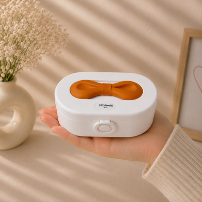Kawaii Bow Storage Box with Mirror & Silicon Compartments