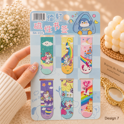 Kawaii Character Magnetic Bookmarks Set of 6