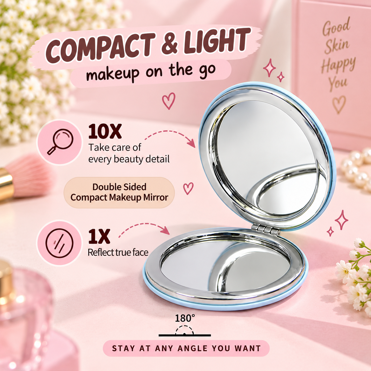 NuNu Bear Kawaii-Q Gift Set – Silicone Bag, Mirror, Keychain & Comb