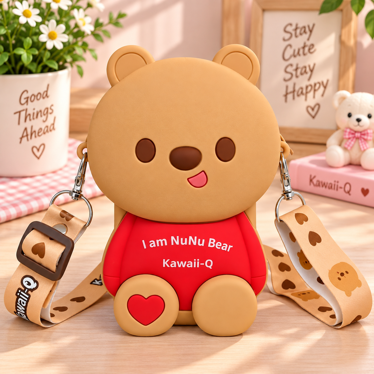 NuNu Bear Kawaii-Q Gift Set – Silicone Bag, Mirror, Keychain & Comb