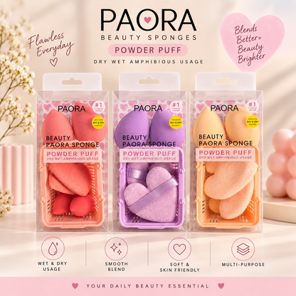 Paora Beauty Sponge & Powder Puff Set