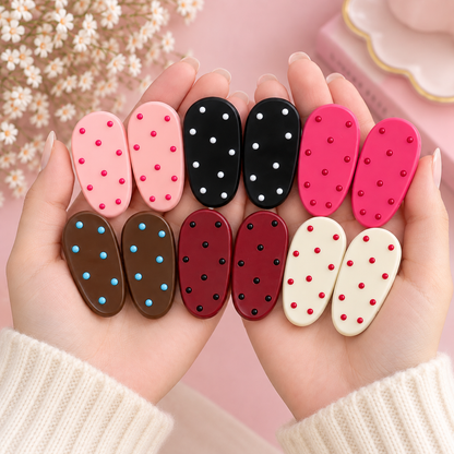 Polka Dot Oval Hair Clips, Pair of 2
