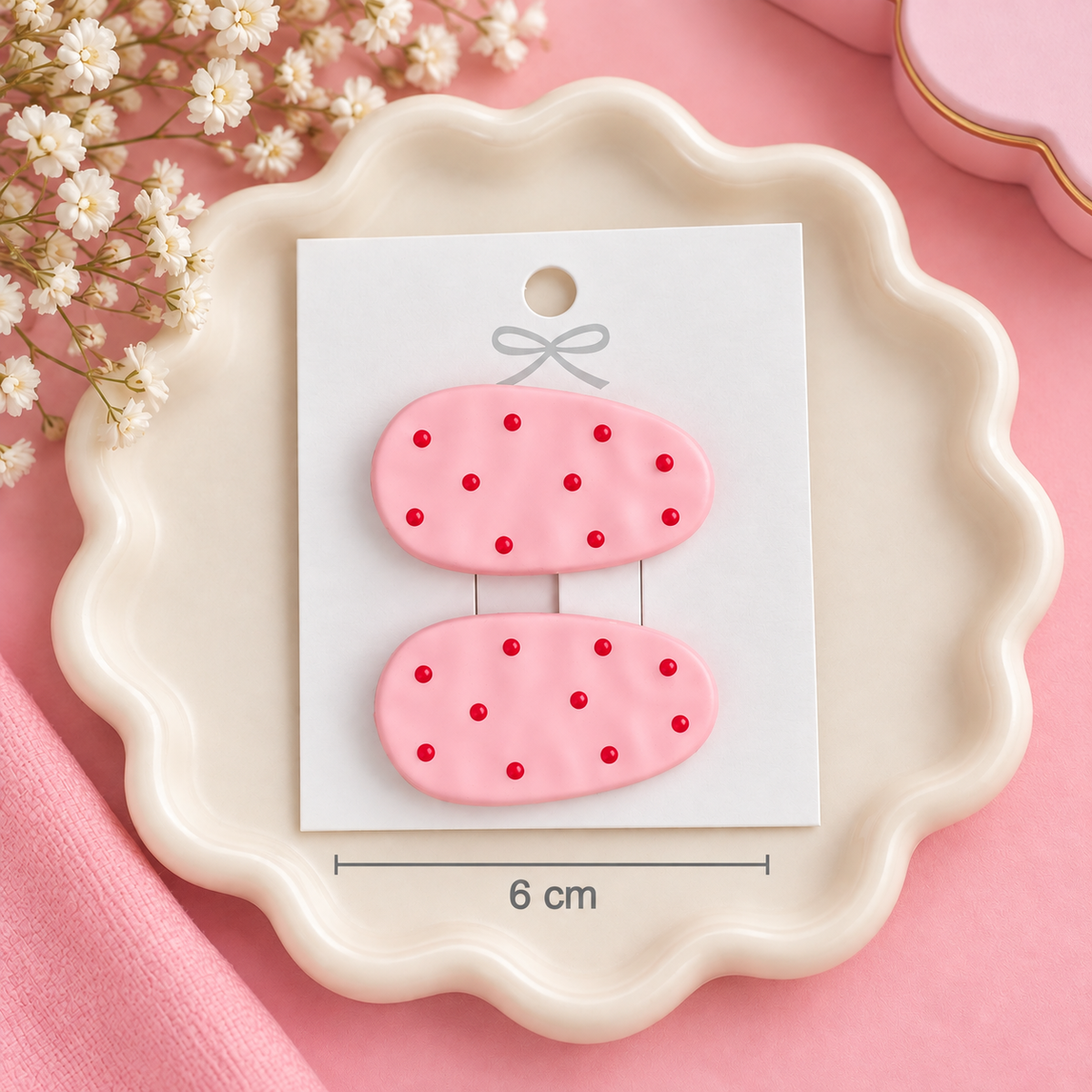 Polka Dot Oval Hair Clips, Pair of 2