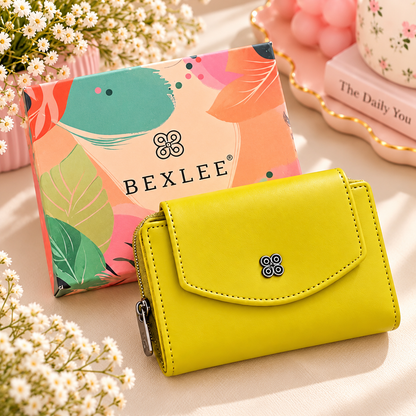 Premium Trifold Wallet for Women, Mini Zip Coin Purse with Card Slots & ID Window