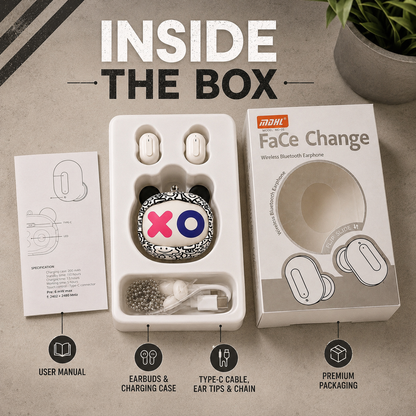 Face Changer Kawaii TWS Bluetooth Earbuds with case