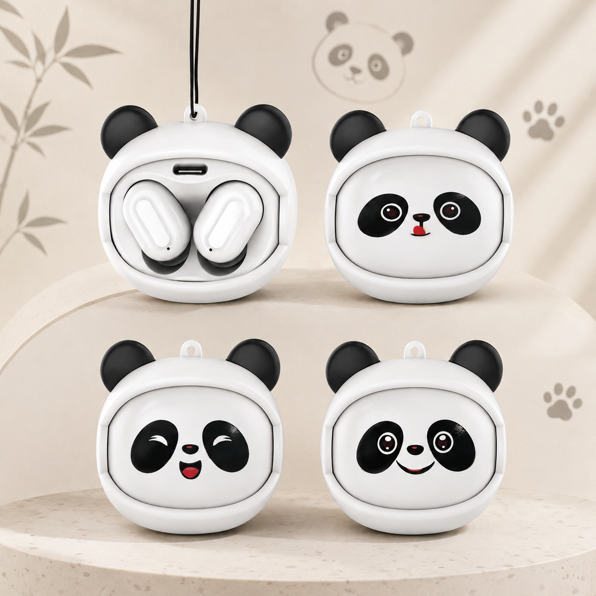 Face Changer Kawaii TWS Bluetooth Earbuds with case