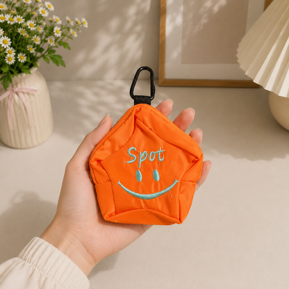 Mini Bag Charm & Keychain | Smiley Face Carabiner Clip