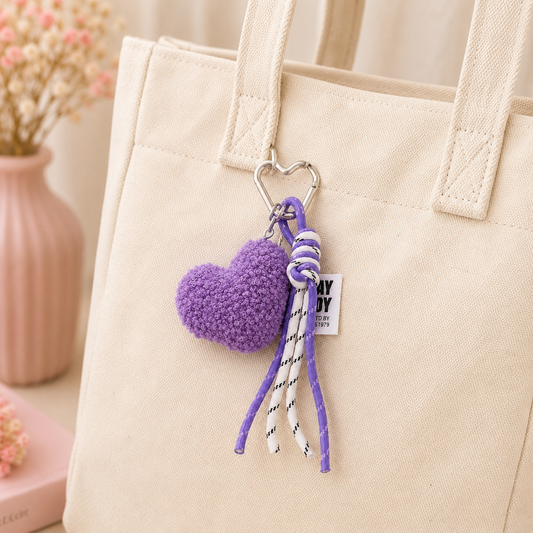 Stay Tory Fluffy Heart Keychain & Bag Charm