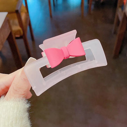 Frosted Bow Hair Clip | Kawaii Rectangle Barrette
