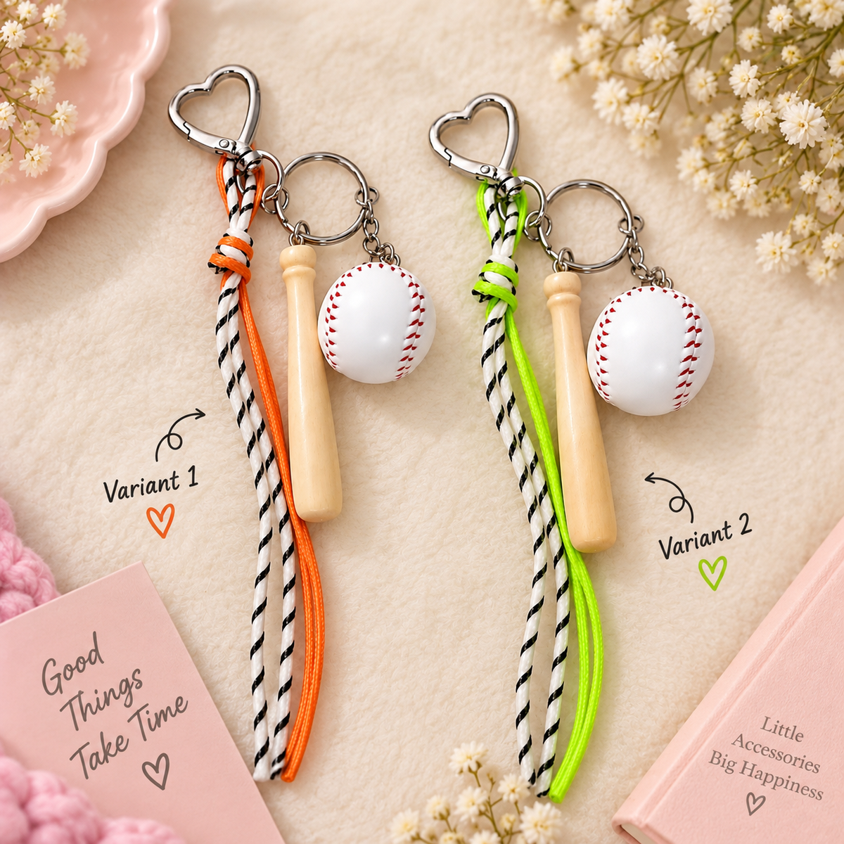 Kawaii Heart Keychain & Bag Charm