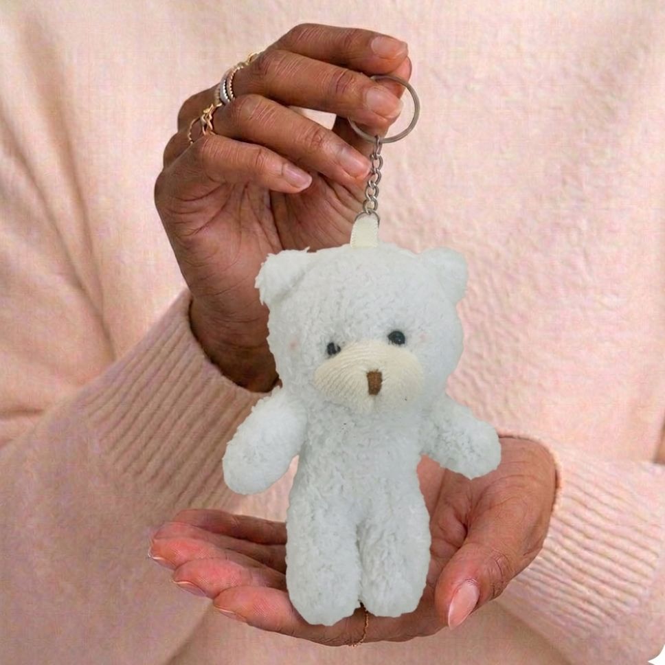 Mini Teddy Bear Plushie Keychain | Soft Bow Bear Bag Charm | 6 Colours